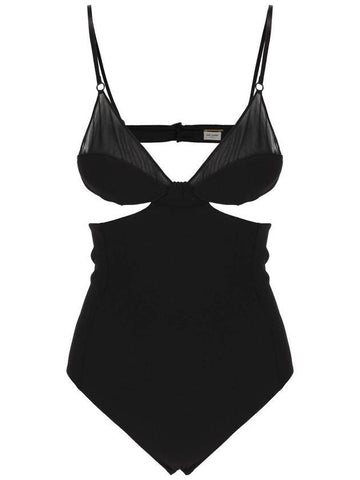 Cut Out Body Suit Black - SAINT LAURENT - BALAAN 1