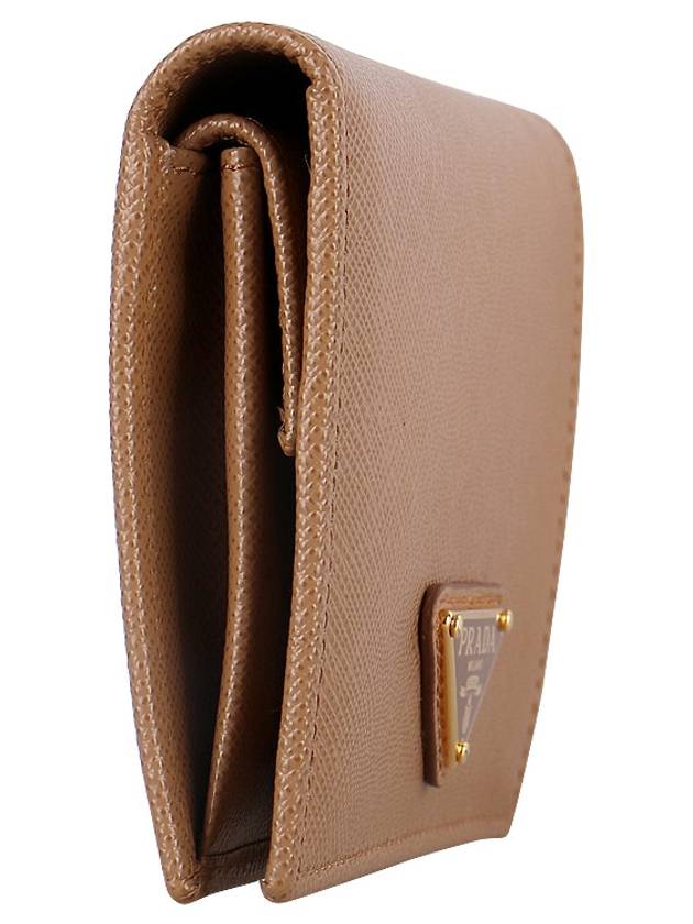 Gold Hardware Triangle Logo Saffiano Half Wallet Caramel - PRADA - BALAAN 4