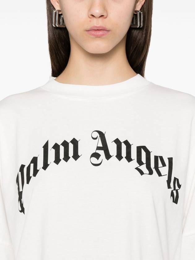 curved logo-print T-shirt - PALM ANGELS - BALAAN 5