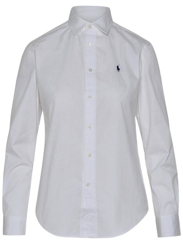 Embroidered Pony Logo Cotton Long Sleeve Shirt White - POLO RALPH LAUREN - BALAAN 2