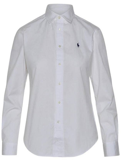 Embroidered Pony Logo Cotton Long Sleeve Shirt White - POLO RALPH LAUREN - BALAAN 2