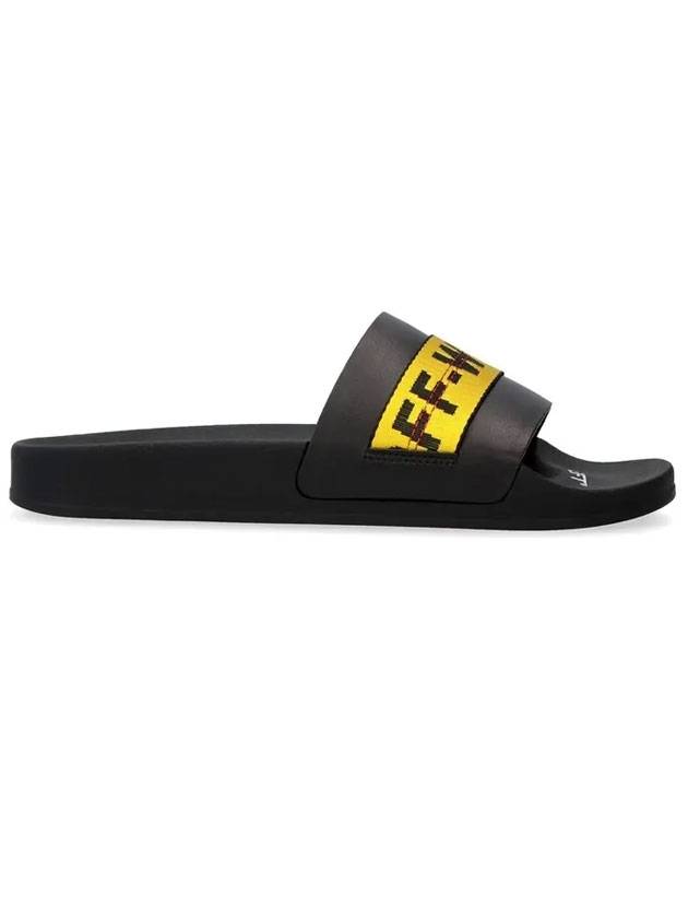 Men's Industrial Yellow Logo Slippers Black - OFF WHITE - BALAAN 1