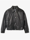 Women's Embroidered EKD Leather Jacket Black - BURBERRY - BALAAN 2