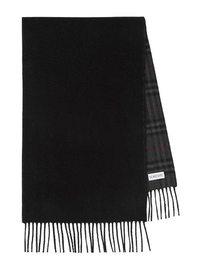 Check Reversible Cashmere Scarf Charcoal Black - BURBERRY - BALAAN 2