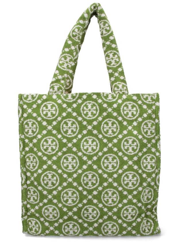 Terry T Monogram Tote Bag Green - TORY BURCH - BALAAN 4