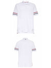 Men's RWB Stripe Cotton Polo Shirt White - THOM BROWNE - BALAAN 5