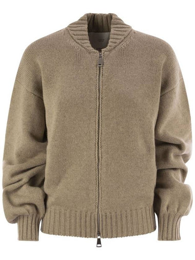 Wool and cashmere cardigan with zip - VANISE - BALAAN 1