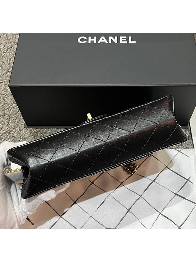 Gold 255 Medium Flap Chain Shoulder Bag Black - CHANEL - BALAAN 6