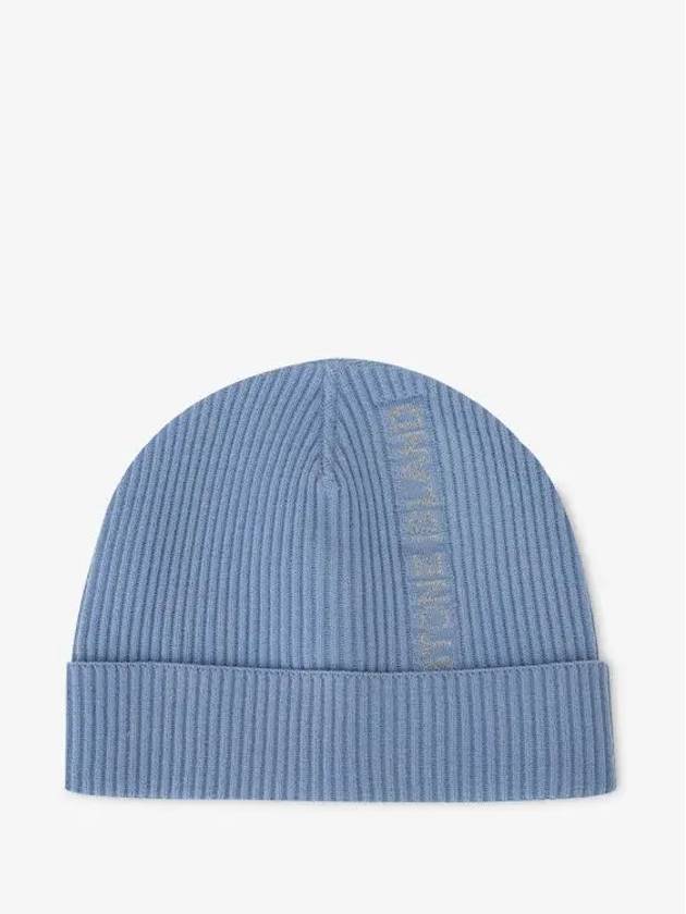 Men's Lettering Logo Beanie Powder Blue - STONE ISLAND - BALAAN 4