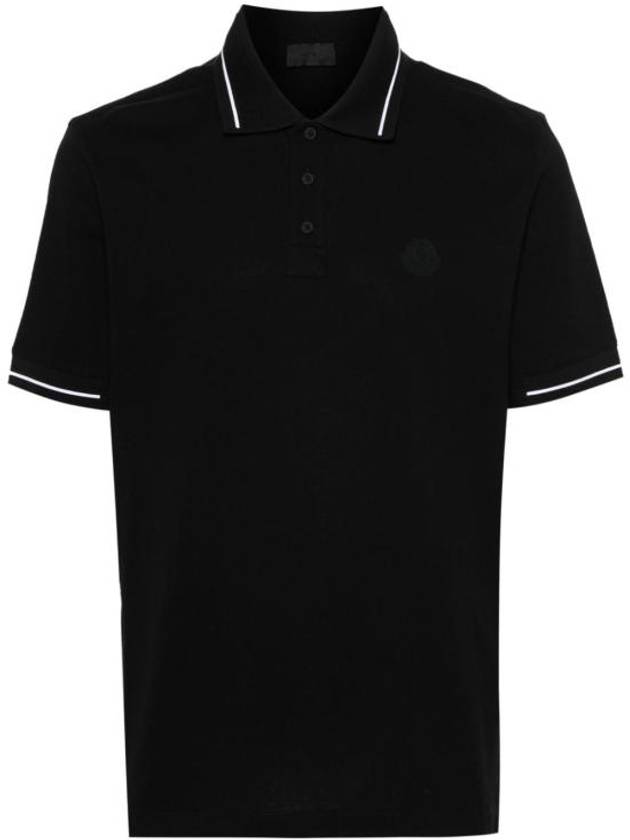 Men's Logo Patch Cotton Short Sleeve Polo Shirt Black - MONCLER - BALAAN 1