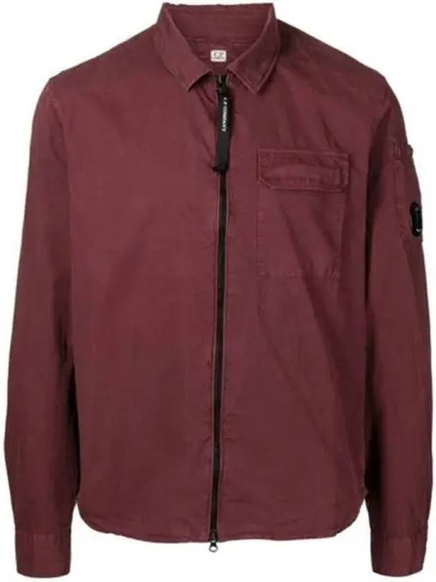 Lens Wappen Long Sleeve Zip-Up Jacket Burgundy - CP COMPANY - BALAAN 2