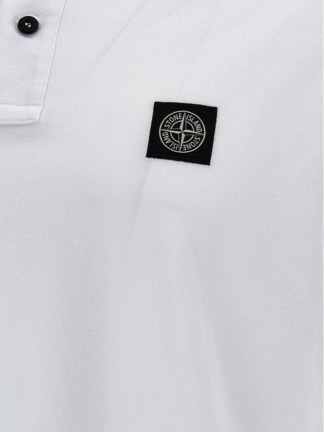 Logo Patch Polo Shirt White - STONE ISLAND - BALAAN 5