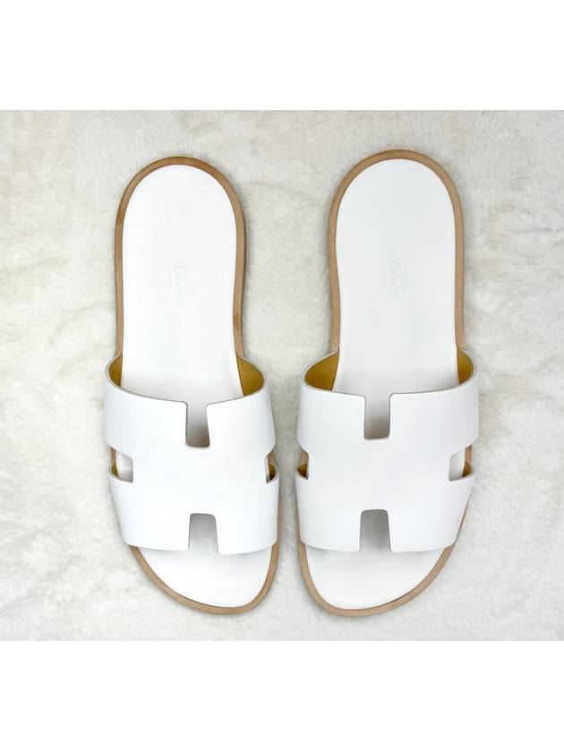 Izmir Leather Slippers Blanc - HERMES - BALAAN.