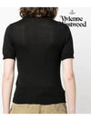 Women's ORB Logo Wool Silk Blend Crop Knit Top Black - VIVIENNE WESTWOOD - BALAAN 4