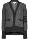 Women's Shetland Cable Pointelle Cardigan Grey - THOM BROWNE - BALAAN 2