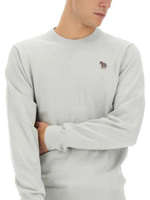 Zebra Patch Crew Neck Knit Top Light Grey - PAUL SMITH - BALAAN 7