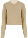 V-neck Basket Weave Hemp Knit Top Beige - MAISON MARGIELA - BALAAN 1