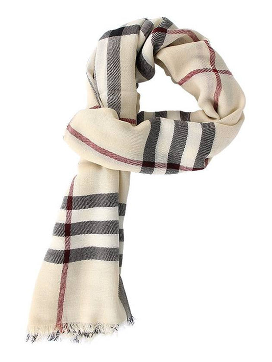 Checked Wool Scarf Beige - BURBERRY - BALAAN 2