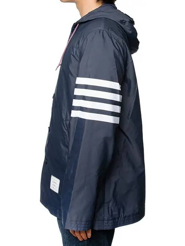 Diagonal Armband Solid Swim Tech Hooded Jacket Navy - THOM BROWNE - BALAAN 6