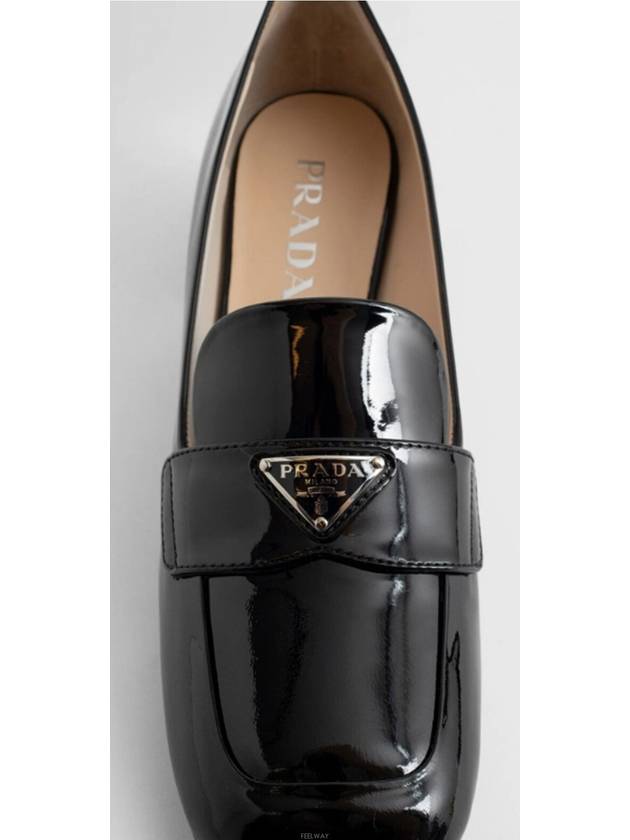 Enamel Metal Triangle Logo Loafers Black - PRADA - BALAAN 3