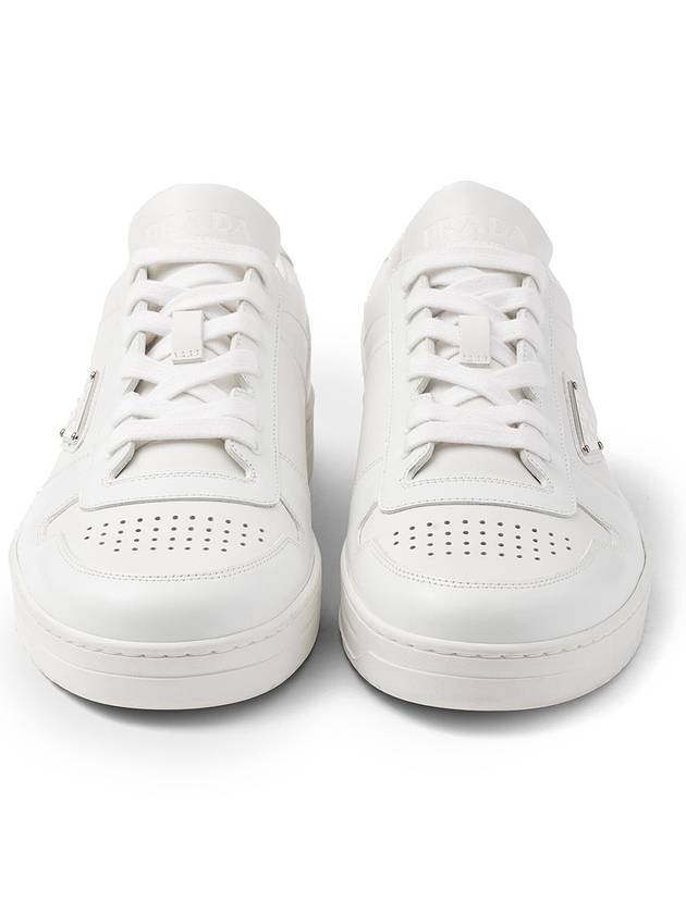 Downtown Triagle Logo Leather Low Top Sneakers White - PRADA - BALAAN 6