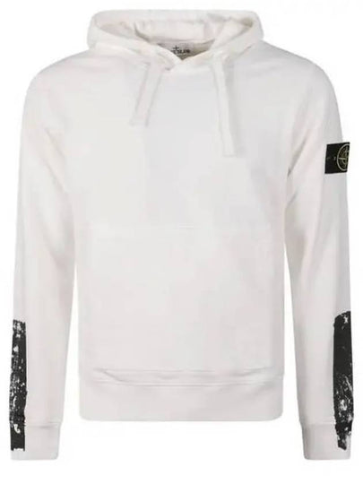 Logo Patch Brushed Cotton Hoodie White - STONE ISLAND - BALAAN 2