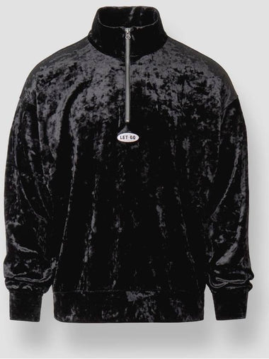 LET GO Velvet Half Zip up Black - BLACKMAMBA - BALAAN 1