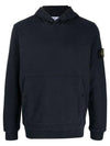 Snap Brushed Cotton Fleece Hoodie Navy - STONE ISLAND - BALAAN 2