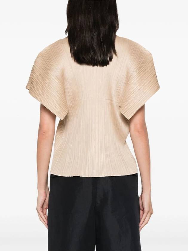 Women's Pleats Wide Short Sleeve T-Shirt Beige - ISSEY MIYAKE - BALAAN 4