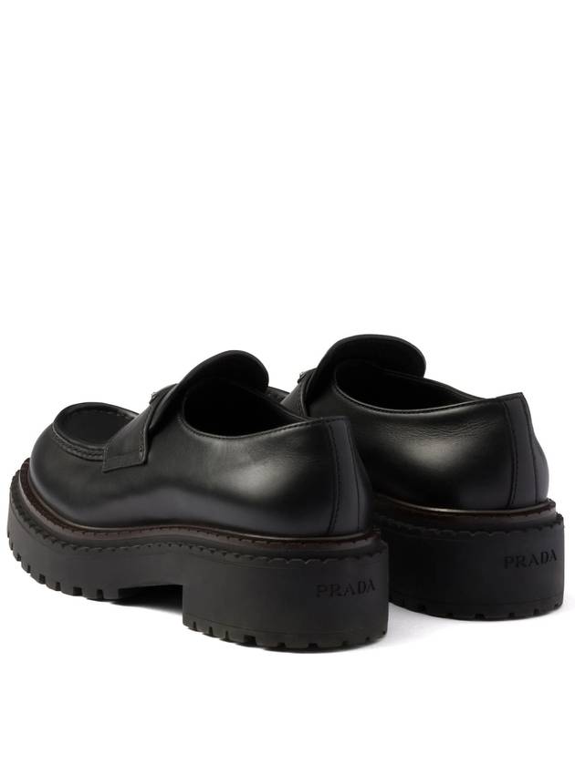 Triangle Logo Leather Loafers Black - PRADA - BALAAN 4