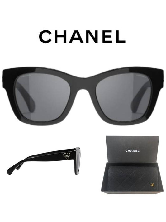 Eyewear Heart Logo Square Sunglasses Black - CHANEL - BALAAN 2