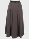 Urbane Pleated Belt Set Long A-Line Skirt Brown - MICANE - BALAAN 8