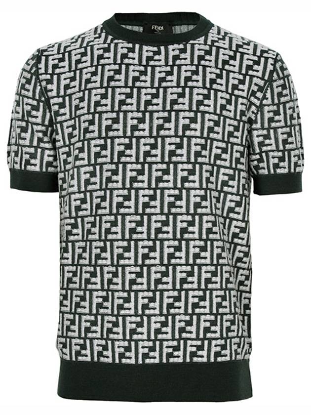 FF Motif Knitted Wool Short Sleeve T-shirt Green White - FENDI - BALAAN 2