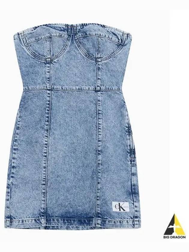 JEANS Women s Light Blue Corset Denim Dress J221276 1AA - CALVIN KLEIN - BALAAN 1