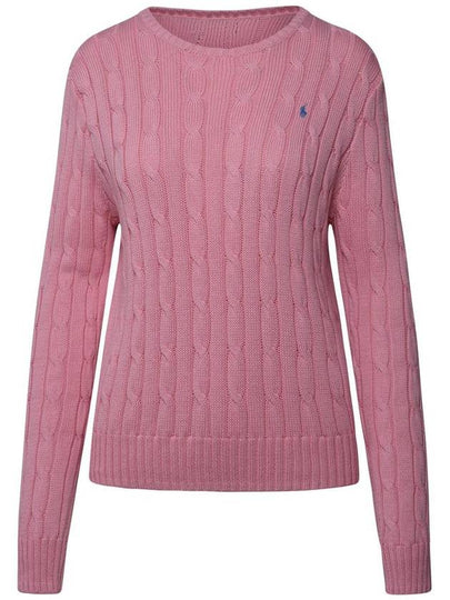 Embroidered Logo Pony Cable Knit Top Pink - POLO RALPH LAUREN - BALAAN 2