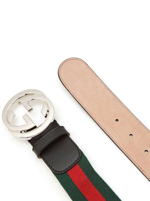 Interlocking G Buckle Web Belt Green - GUCCI - BALAAN 3