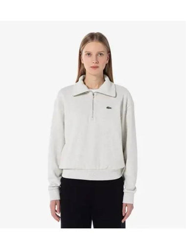 Women s half zip up t shirt oatmeal melange - LACOSTE - BALAAN 1