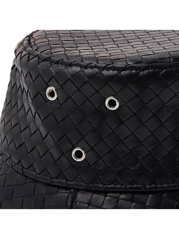 Intrecciato Leather Bucket Hat Black - BOTTEGA VENETA - BALAAN 7