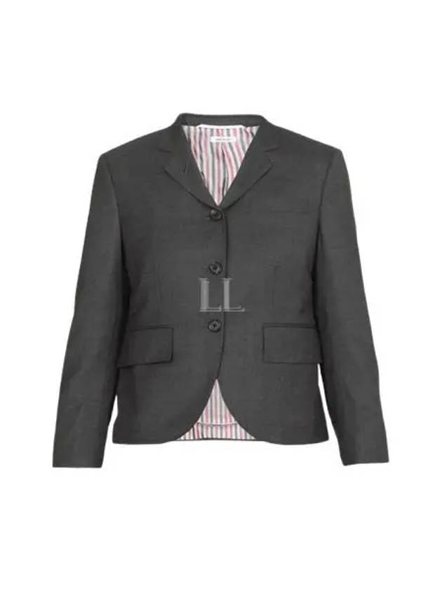 Women's Twill Slim Fit Single Breasted Wool Jacket Dark Gray - THOM BROWNE - BALAAN 2