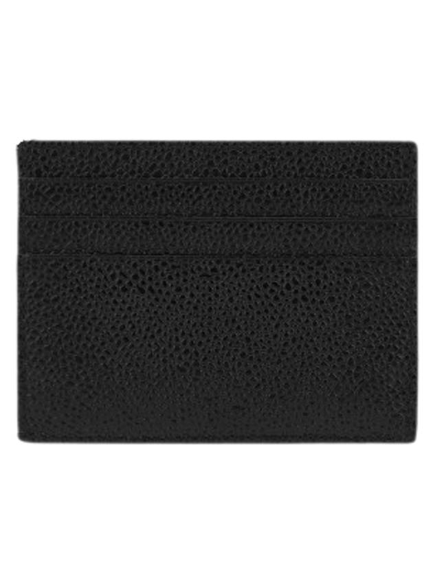 Pebble Grain Leather Stripe Note Compartment Card Wallet Black - THOM BROWNE - BALAAN 3