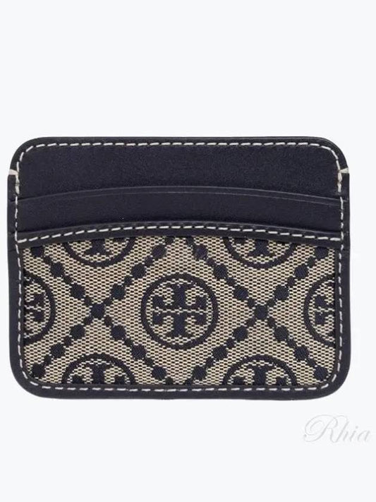 T Monogram Jacquard Card Wallet Navy - TORY BURCH - BALAAN 2