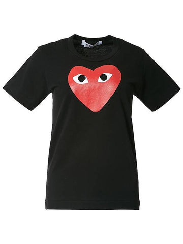 Women's Heart Short Sleeve T-Shirt AZ P1T111 051 BLACK - COMME DES GARCONS - BALAAN 1