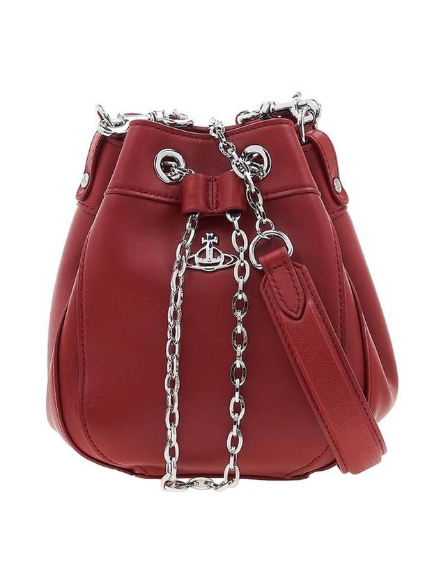 Chrissy Logo Small Leather Bucket Bag Red - VIVIENNE WESTWOOD - BALAAN.