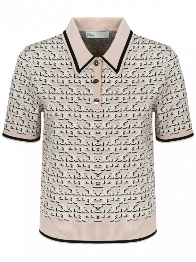 Logo Jacquard Polo Shirt Apricot Blush - TORY BURCH - BALAAN 2