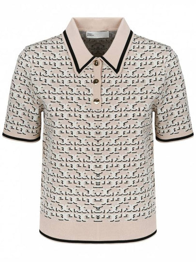 Logo Jacquard Polo Shirt Apricot Blush - TORY BURCH - BALAAN 2