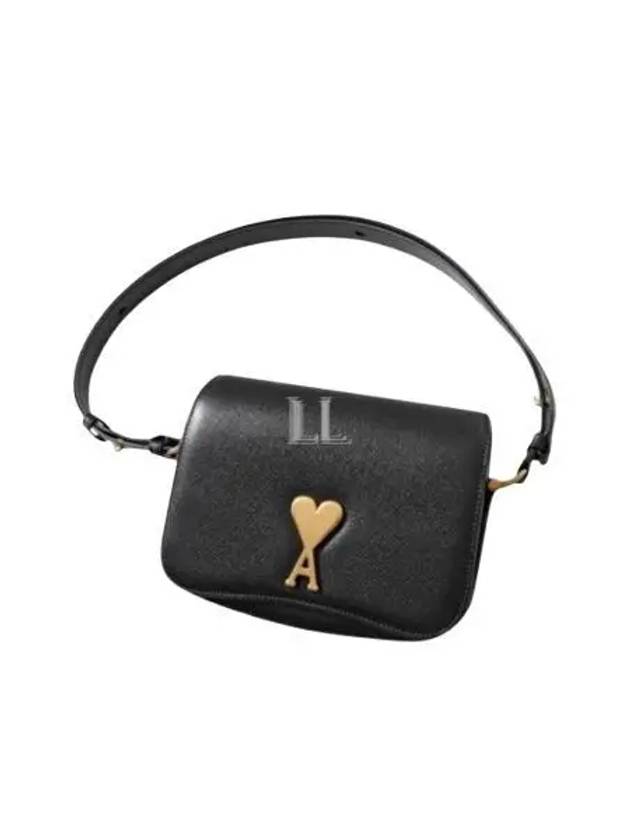 Paris Logo Leather Shoulder Bag Black - AMI - BALAAN 2