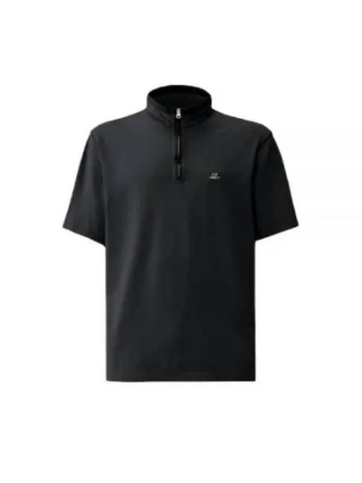 Logo Patch Pique Polo Shirt Black - CP COMPANY - BALAAN 2