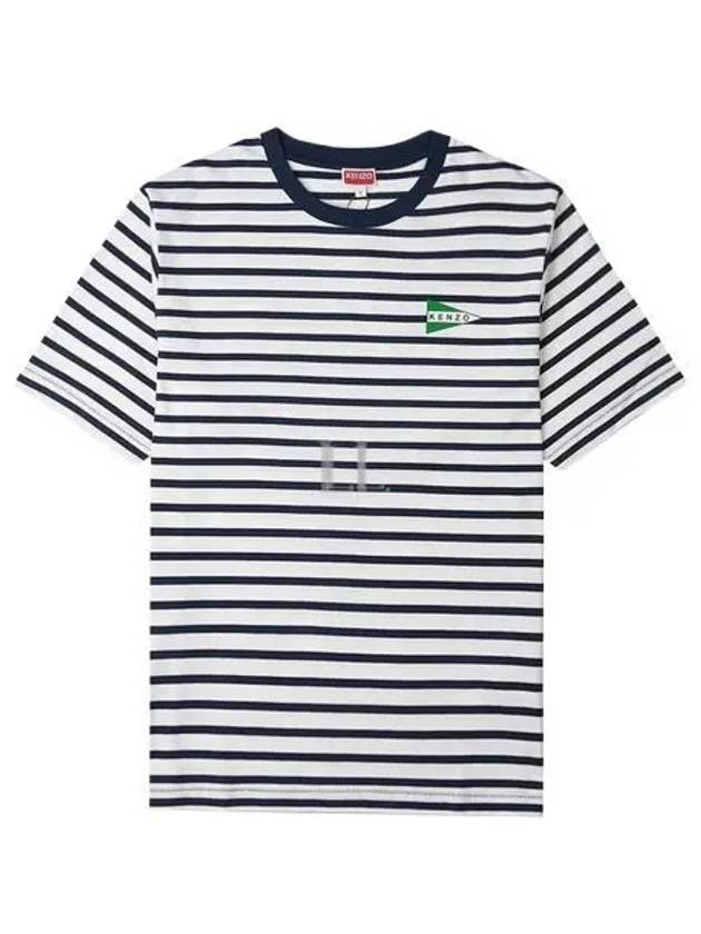 Nautical Stripes Oversized Cotton Short Sleeve T-Shirt Midnight Blue - KENZO - BALAAN 2