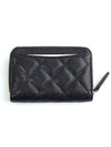 Classic Zipped Coin Purse Grained Calfskin Silver Black - CHANEL - BALAAN 4