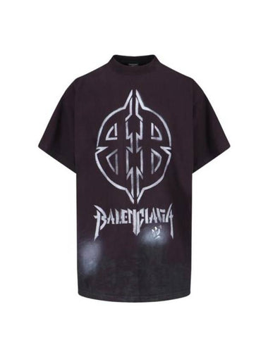 Metal BB Stencil Cotton Short Sleeve T-Shirt Black - BALENCIAGA - BALAAN 1